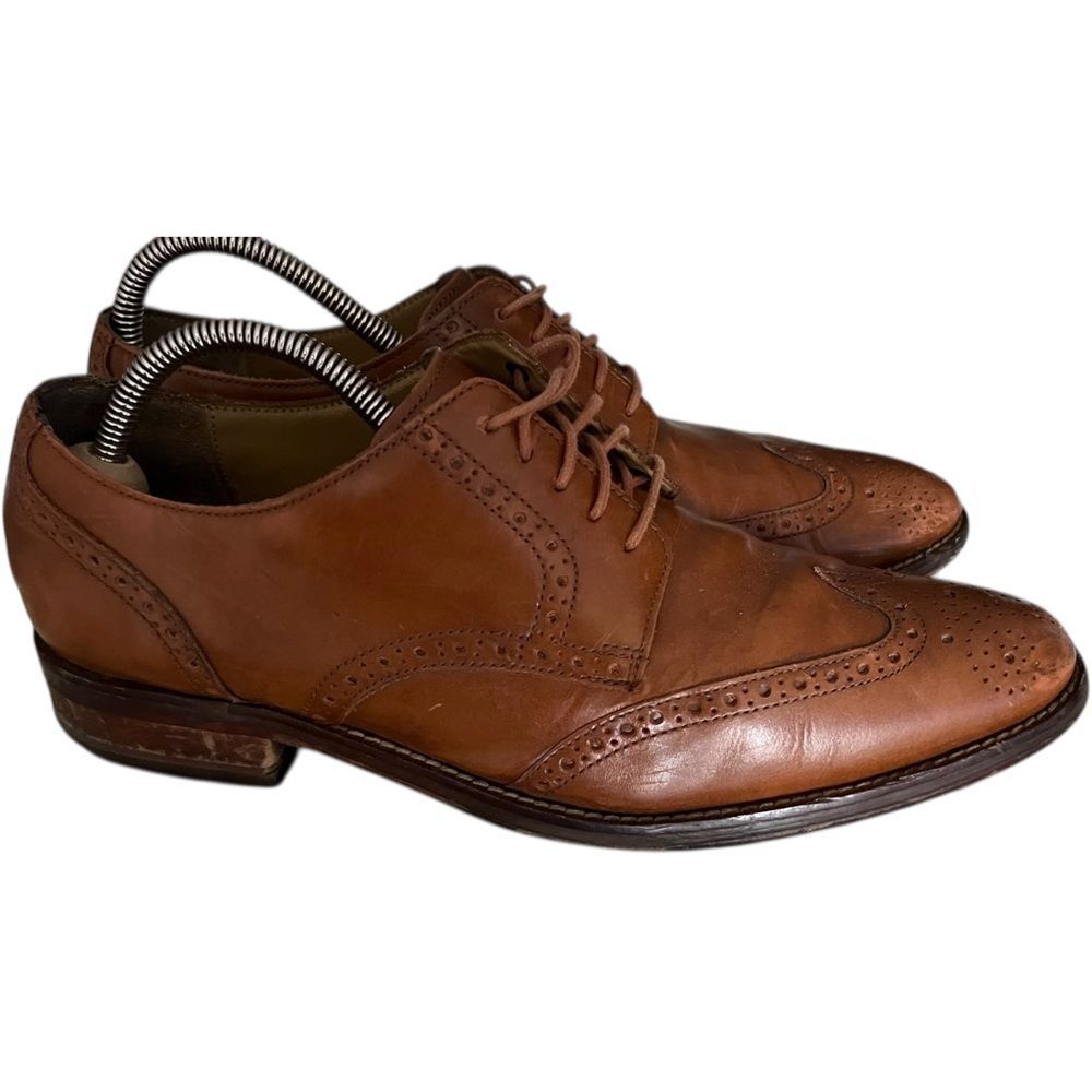 Cole Haan Brown Leather Oxford Dress Shoes with Wingtip Detailing - Picture 2 of 8